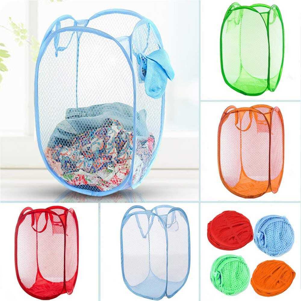 Foldable Pop Up Mesh Washing Laundry Basket Bag Bin Hamper Toy Storage Leyjao.pk