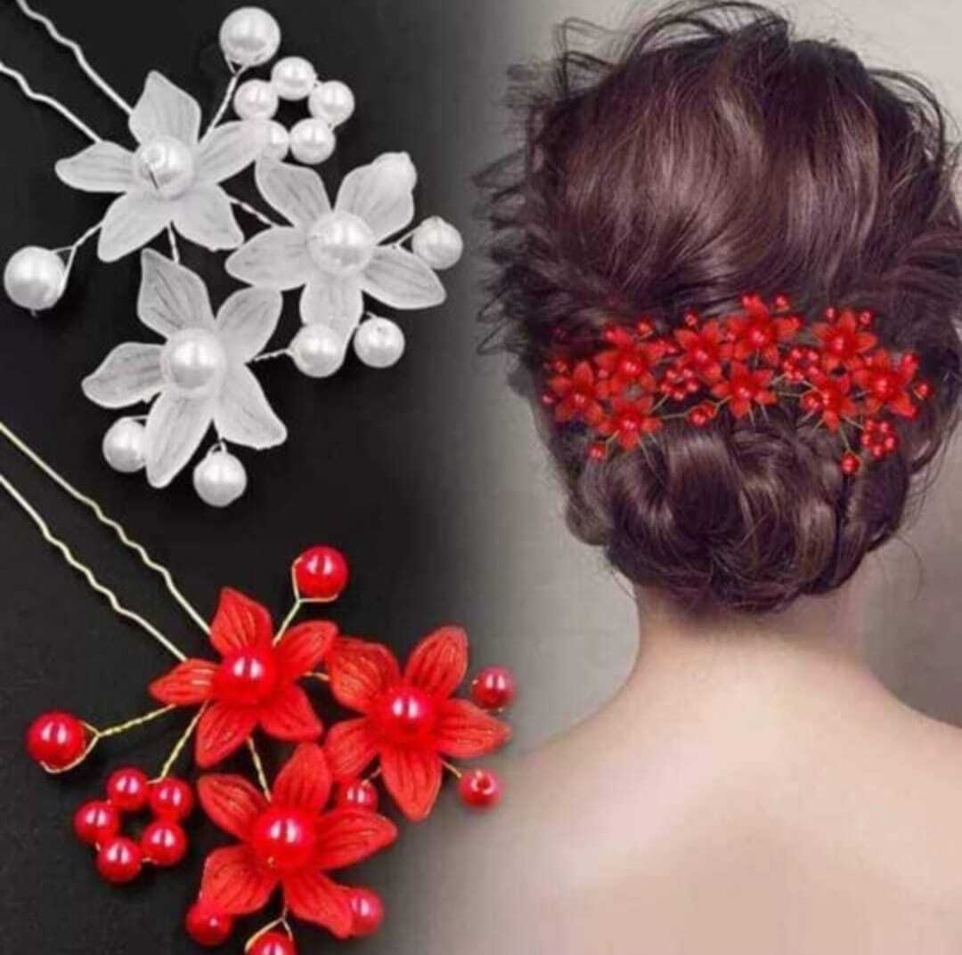 Pack Of 2 Fancy Hair Pins Large U Shape Pins Jura Pins Bride Flower Pin & Bun Pins For Women