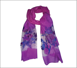 Fancy Embroidered Scarf (Magenta & Blue) For Women