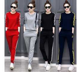 Workout Sportswear Tracksuit For Women Top + bottom-Black