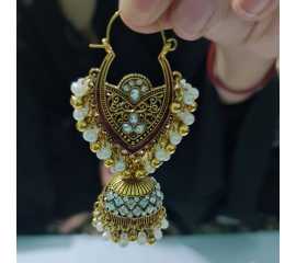 Indian Gold  Jhumka Earrings For Girls And Women Pearl  Jhumki - 1 Pair