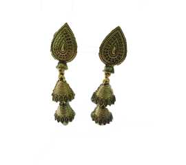 1 Pair Indian Golden Long Jhumka Earrings For Girls And Women Pearl Long Jhumki