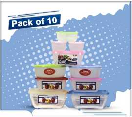 Pack of 10 Transparent Food Storage Boxes