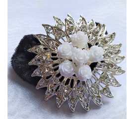 Crystal Rhinestone Flower Elastic Ponytail Holder for Women Girls Hair Accessories