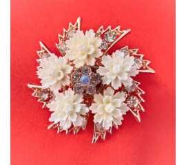 Fashion Revolving Flower Rhinestone Brooch Pin Colorful Crystal Lapel Pin Corsages Scarf Clips Brooches for Women Girls