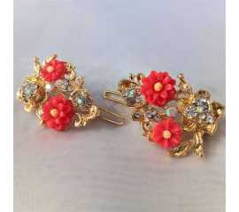 Elegant Hair Clamps Rhinestone Metallic Hollow Flower Hair Pins For Girls Women