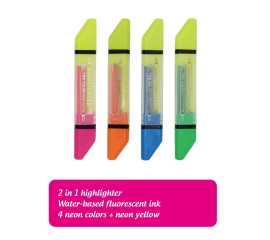 Double Sided 2 in 1 Highlighter Neon Liner For Office School - 1 Piece