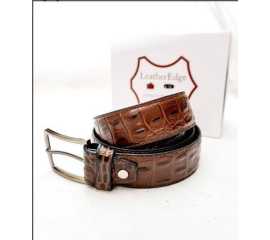 Article: 212101- Single Sided Genuine Leather Belt Dark Brown (Crocodile Print)