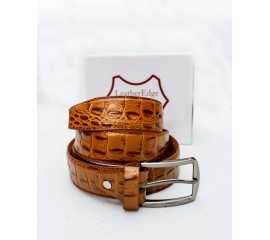 Article: 216101 -  Genuine Leather crocodile print Mustard Belt