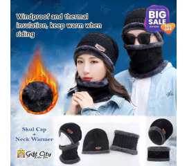 Winter Knitted Cap & Neck Warmer for Men / Women Fashion Warm knit Set Snow Proof Cap+Scarf Gift City