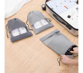 Pack of 12 - Travel Shoes Storage bag with clear window non-woven with PVC Bag
