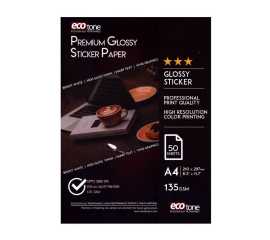 A4 Ecotone Glossy Sticker Paper 135GSM - 50 Sheets Pack