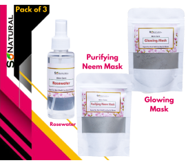 SoNatural - Pack Of 3 - Purifying Neem Mask, Glowing Mask & Rosewater (Total Weight  240G)