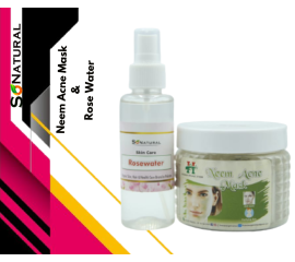 SoNatural Neem Acne Mask 200G & Rosewater 120Ml-Remove Acne -Pimple Rescue