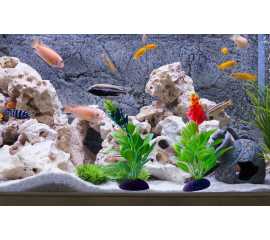 Pack Of 5 Pieces Artificial Green Underwater Plant Grass With Stone For Aquarium Fish Tank