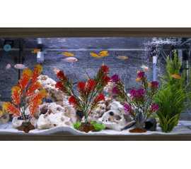 Pack Of 5 Pieces large Artificial long Underwater Plant Grass With Stone For Aquarium Fish Tank