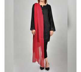 Mehroon Crinkle Chiffon Dupatta - B10