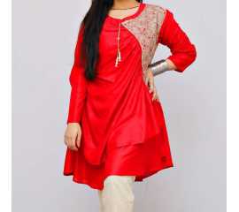 Red Linen Ladies Kurti - B5