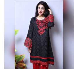 Black Linen Ladies Kurti - B6