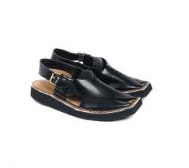 Amani Maqdur Peshawari Chappal For Men - Pitch Black