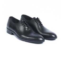 Amani Martin One Piece Oxford Leather Shoes For Men - Black