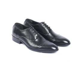 Amani Pablo Cap Toe Oxford Leather Shoes For Men - Black