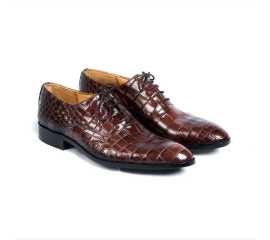 Amani Valencia Croco Oxford Leather Shoes For Men - Brown