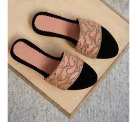Leather & Velvet Flat for Girls - Pink