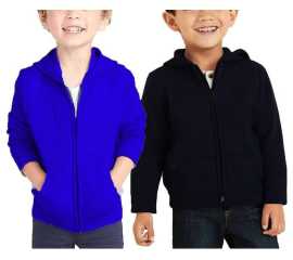 Plain Zip-Up Hoodie For Boys - 1-Piece