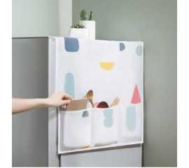 Cute & Printed Fridge Top Dust Cover With Dual Side 6 Pockets