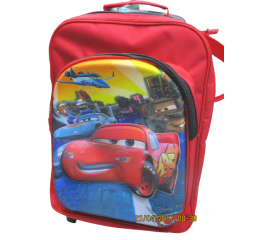 3D-Cartoon Character Trolley School Bag - Red