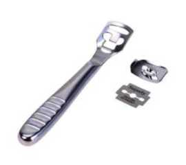 Stainless Steel Handle 2 Blades Foot Pedicure Razor Tool - 1 Piece