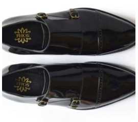 Brown Monk Strap Shoes in Leather