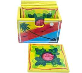 Non Slip Painted Coasters Coffee Tea Cup Mats For Office & Home - 6 PCS