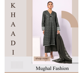 Khaadi 3Pc Unstitched Suit - Black