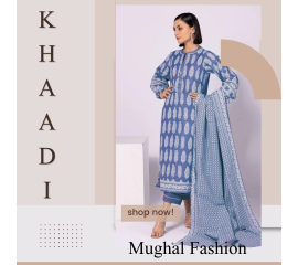 Khaadi 3Pc Unstitched Suit - Blue