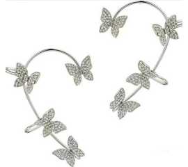 Simple Delicate Butterfly ear cuff - Silver