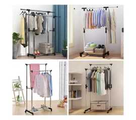 Stainless Steel Clothes Hanging Stand Wit 4 Smooth Wheel