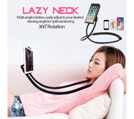 Flexible Mobile Phone Holder Necklace Long Arm Lazy Bracket - Black