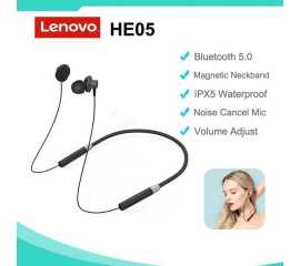 Lenovo He05 Bluetooth Wireless Magnetic With Mic - Black