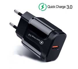 3A Quick Charge 3.0 USB Black Charger For iPhone