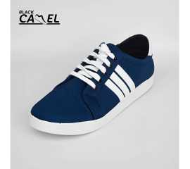 Black Camel White Stripes Style Blue Sneakers For Men
