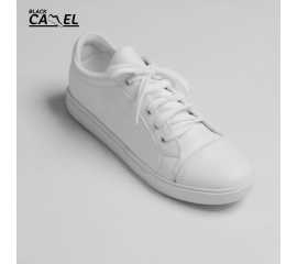 Black Camel White Lace-Up Sneaker For Men
