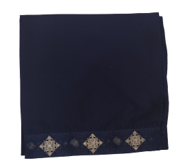 One Side Border Lawn Shawl For Use Anywhere - Dark Blue