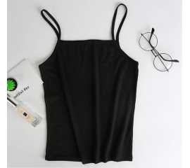 Women Camisole Slim Stretchy Spaghetti Strap Sleeveless O-Neck Basic Plain Vest Tops