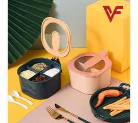 4 In 1 Partition Kitchen Seasoning Spice Box Set with Spoons