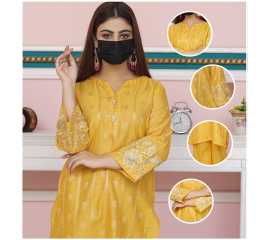 Boat Neckline with V-cut Jacquard Embroidered Sleeves 2-Piece Dress