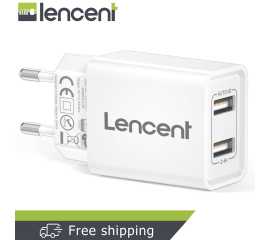 LENCENT EU Plug 2 Port USB Wall Charger 12W/2.4A Mobile Charger