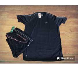 T-Shirt & Short Dry Fit Polyester set for Men Size Large - Black