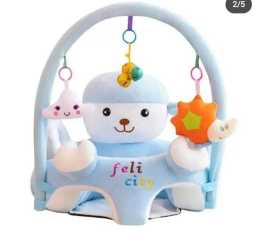 Baby Early Learning Cat Character Sofa Seat With Toy Bar - Blue